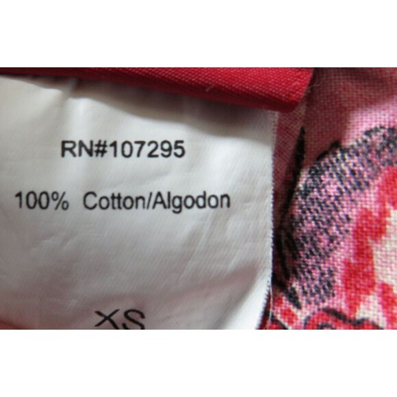 Dickies Red Pink Heart Floral Long Sleeve Snap Front Cotton Scrub Top Size XS - Picture 6 of 6